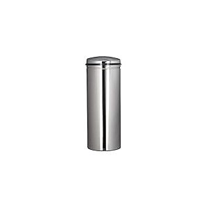 Relaxdays Poubelle en inox 50 litres bac à ordures en métal 80 cm de hauteur 30 cm de diamètre couvercle rond, argenté