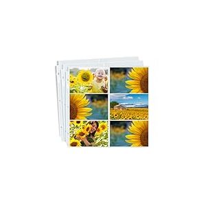 Dunwell Lot de 100 pages de recharge pour album photo 30,5 x 30,5 cm - Paysage de 10 x 15 cm - Pour 1200 photos de 10,2 x 15,2 cm, pochettes pour classeur à 3 anneaux, album de scrapbooking à anneaux
