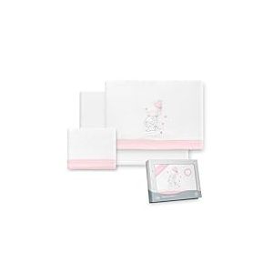 Interbaby Parure de lit pour Poussette 40 x 80 cm - Parure de lit d'hiver en Tissu Corail - Modèle éléphant Ballon cœur - Comprend Drap Housse, Drap Plat et taie d'oreiller
