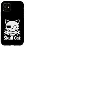 Arts graphiques Chat Pirates Halloween Tête de mort effrayante et os croisés Coque pour iPhone 11