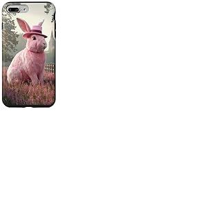 Lapin Rose avec Chapeau Coque pour iPhone 7 Plus/8 Plus