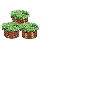 VEVOR Jardinière 590x265 mm Lit de Jardin Surélevé Métal Galvanisé Bac de Plantation Rond Fond Ouvert pour Cultiver Fleurs Herbes Plantes Succulentes dans Jardin Terrasse Patio Balcon, Grain de Bois