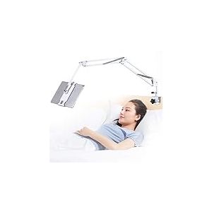 Support de Tablette réglable, Pliable pour lit, Support Universel en Aluminium Flexible avec Rotation à 360 degrés pour iPad/iPhoneX/iPad Pro/N-Switch ou Autres appareils de 11,4 à 32,9 cm (Blanc)