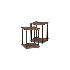 Furinno Simplistic Table de Bout ensemble de 2, Brun, Bois, Noyer/Marron, One Size