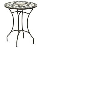 Dehner Table de Jardin Diana, Ø 60 cm, Hauteur 72 cm, métal, Aspect mosaïque, Marron/Gris/Blanc
