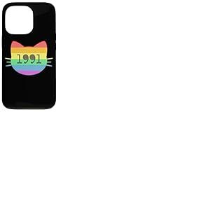 Chat né en 1991 Ans Anniversaire Maman de chat Papa de chat Coque pour iPhone 13 Pro