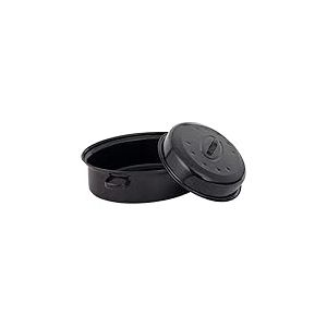 Russell Hobbs® BW07215 Romano Vitreous Enamel Plat à Rôtir à Auto-Arrosage avec Couvercle, Cocotte Roaster Ovale pour Four, Acier Émaillé Vitrifié, 38 cm, Noir