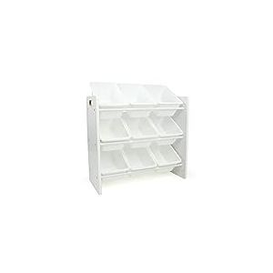 Humble Crew, &eacute;tag&egrave;re pour Enfants, Organisateur de Jouets en Bois avec 9 bacs de Rangement, Gris et Blanc