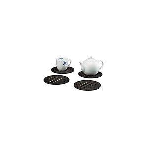 Relaxdays 10023266 Set de 4 Dessous-de-Plat, Bois de Bambou, Support Casseroles & Poêles, Protège-Table Ø 20 cm, Marron Foncé