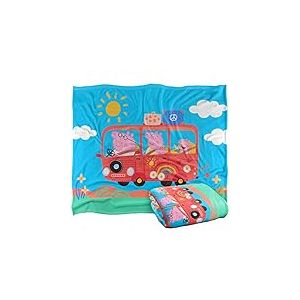 LOGOVISION Peppa Pig Couverture Soyeuse pour Enfants, 152 x 127 cm, Road Trip avec la Famille