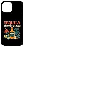 Tequila Is Cheaper Therapy Bouteille d'agave amusante Motif citron vert Coque pour iPhone 15