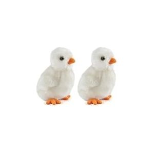 Living Nature Poussin Duveteux Blanc, Animal de la Ferme en Peluche Doux et R&eacute;aliste, Peluche &Eacute;cologique Naturli, 12cm (Lot de 2)