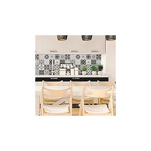 Ambiance Sticker Adhésifs Carrelages Autocollant Amaliáda Carreaux de Ciment Carrelage Sticker Mural Salle de Bain et Cuisine | 24 Pièces de 20 x 20 cm