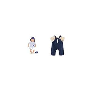 Lot de Corolle - Mon Premier Poupon, Bébé Bain Marin, 30cm, dès 18 Mois, avec Jouet de Bain Baleine, 9000100670 + Corolle - T-Shirt et Salopette, vêtement, pour Poupon 30cm, dès 18 Mois, 9000111190
