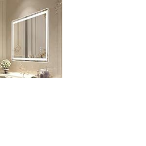 VEVOR Miroir de salle de bain à LED, 70 x 100 cm, miroir de maquillage avec éclairage frontal et rétroéclairé, miroir mural à mémoire antibuée avec lumières, intensité variable en continu à 3 couleurs