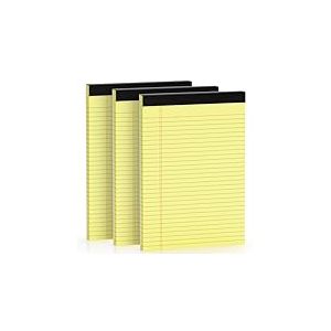DORFAS Lot de 3 blocs-notes lignés 21,6 x 29,8 cm, papier jaune canany 9,5 kg, bloc-notes jaune, 30 feuilles par bloc-notes