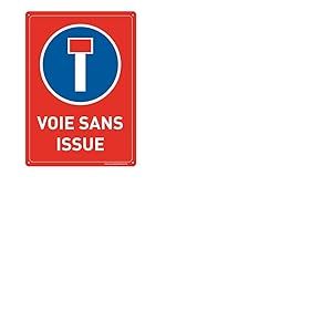 AUA SIGNALETIQUE - Panneau Pr&eacute;perc&eacute; avec Angles arrondis - Voie sans Issue - 350x490 mm, Aluminium Dibond 3mm