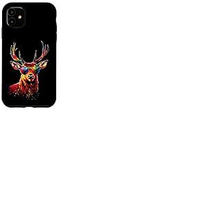 Cerf avec Lunettes de Soleil Bois de Chasse Chevreuil Renne Coque pour iPhone 11