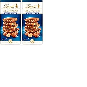 Lindt - Tablette LES GRANDES 34% Noisettes - Chocolat au Lait, 150g (Lot de 2)