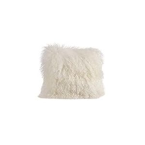 SARO LIFESTYLE Oreiller en Fourrure d'agneau de Mongolie 100% Laine avec Rembourrage en Polyester, 50,8 cm, Ivoire