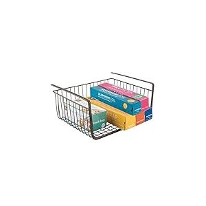 iDesign York Lyra panier grillagé à suspendre, grand panier de rangement ouvert en métal pour la cuisine ou l’armoire, couleur bronze