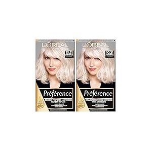 L'Or&eacute;al Paris Pr&eacute;f&eacute;rence Coloration Permanente Cheveux, Nuance : Stockholm (10.21), Blond Tr&egrave;s Tr&egrave;s Clair Perl&eacute; (Lot de 2)