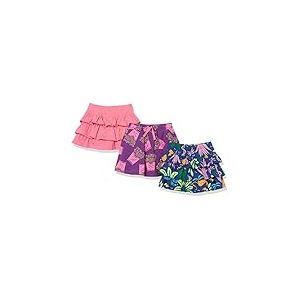Amazon Essentials Jupe-Short à Volants en Maille (Anciennement Spotted Zebra) Fille, Lot de 3, Bleu Marine Jungle/Rose/Violet Frites, 8 Ans