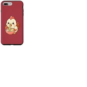 Poulet Bantam Japonais Mangeant des Nouilles Ramen Kawaii Mignonnes Coque pour iPhone 7 Plus/8 Plus