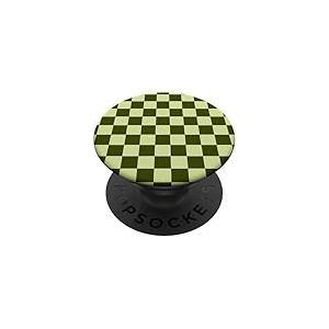 Esthétique rétro motif damier vert PopSockets PopGrip Adhésif
