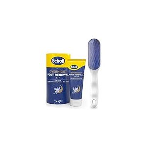 Scholl Râpe Pieds Rasoir Manuelle en Nano Verre + Kit Nuit hydratation intense des pieds - Crème nuit hydratation 60ml et 1 paire de chaussettes en gel réutilisables pour talons