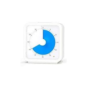 GlasFlength Minuteur Visuel pour Enfants et Adultes‌, Time Timer à Rebours de 60 Minutes Silencieux sans Tic-Tac Minuteur Enfant avec Rappel de Batterie Faible pour Cuisine, École, Bureau (Bleu)