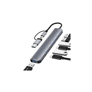 NEUTYPECHIC Hub USB C 3.0, 7 en 1 Station d'accueil USB C Universel avec 2 USB C Ports, USB A 3.0 Port et 4 USB A 2.0 Ports, Dock USB C avec Adaptat USB et Type C, Compatible avec MacBook