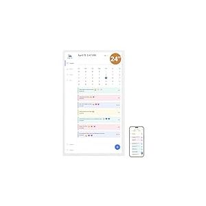 Dragon Touch 24" Calendrier Num&eacute;rique, Calendrier &Eacute;lectronique 1920x1080, Planificateur Familial avec M&eacute;moire de 32Go et Support Mural Pivotant, Calendrier de Bureau Intelligent &agrave; &Eacute;cran Tactile, Blanc