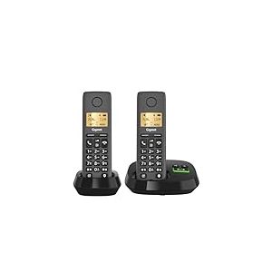 Gigaset PURE 120A Duo - 2 téléphones sans fil - téléphones DECT avec répondeur - excellente qualité audio - compatible avec les aides auditives - protection d'appel, noir anthracite