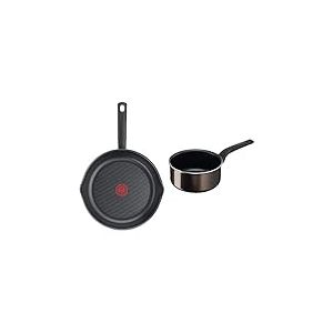 Tefal jour après jour Sur Poêle 28 cm, Antiadhésive, Résistante, Plaque Electrique Gaz Vitrocéramique & Easy Cook&Clean Casserole 18 cm, Antiadhésive, Graduations intérieures, Répartition