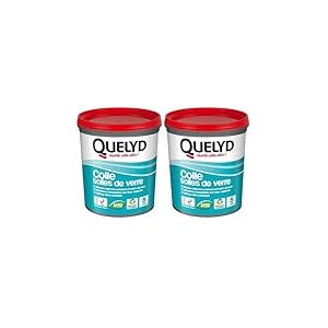 Quelyd Colle Toiles de Verre – Colle Fibres de Verre Prête à l'Emploi – Tous Supports Muraux – Toutes Pièces dont Cuisines et Salles de Bain – Sans Solvant – Pot de 1 kg (5 m²) (Lot de 2)