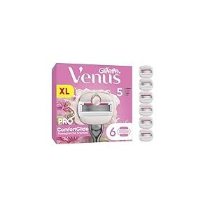 Gillette Venus Lot De 6 Recharges De Rasoir Pour Femme, Pro ComfortGlide Tropical Parfum Grenade AUTHENTIQUES, A 5 Lames, Soin Hydratant Olay Contre La Peau S&egrave;che Apr&egrave;s Le Rasage Du Corps Et Des Poils
