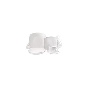 ECHTWERK Service combin&eacute; 30 pi&egrave;ces &laquo; Classic &raquo; - Design moderne - &Eacute;l&eacute;gant service de table en porcelaine blanche avec 6 assiettes plates, 6 assiettes &agrave; dessert, 6 assiettes creuses, 6 tasses &agrave; th&eacute;, 6