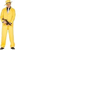FIESTAS GUIRCA Déguisement de gangster mafieux jaune pour homme - Costume de patron de la mafia des années 1920 Déguisement homme Taille L 52-54