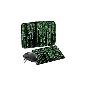 PEDEA Housse de Protection Design pour Ordinateur Portable jusqu'&agrave; 15,6" (39,6 cm) avec Tapis de Souris et Souris sans Fil Matrix