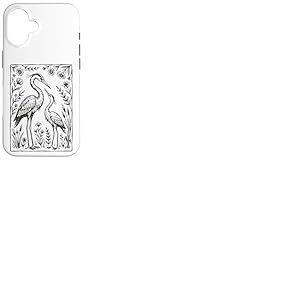 H&eacute;rons Fleurs Illustration Fleurs Sauvages Coque pour iPhone 16