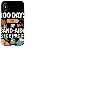 100 Days of Band Aids and Ice Packs Infirmi&egrave;re Scolaire Coque pour iPhone X/XS