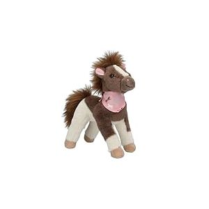 Depesche 13480 Miss Melody - Peluche Cheval Marron et Blanc, avec Foulard Rose, Peluche d'environ 18 cm avec crinière Douillette