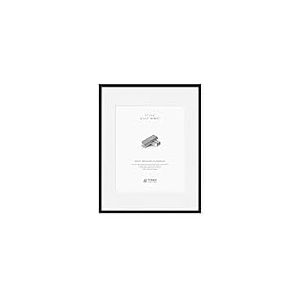 Cadre photo en métal de 27,9 x 35,6 cm, cadre noir (aluminium brossé brillant), avec passe-partout de 20,3 x 25,4 cm et verre trempé