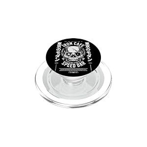 Crâne de moto vintage japonais rétro années 90 avec logo Speed Bur PopSockets PopGrip pour MagSafe