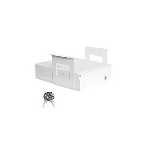 VIVO 13 inch Under Desk Lockable Slide Out Drawer, Secure Home Office Storage Organizer, White, DESK-AC03L-W