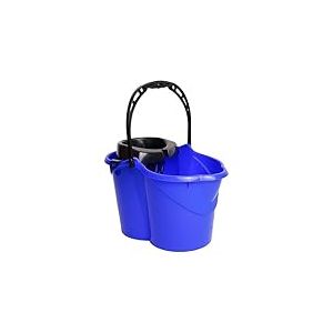 MAYA Seau Ovale avec égouttoir de 15 l. avec poignée Ergonomique. Égouttoir Gris. Fabriqué en PPL. Grande variété de Couleurs (Bleu)