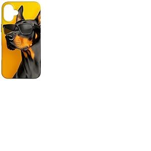 Un Dessin d'un Chien Doberman Cool avec des Lunettes de Soleil Coque pour iPhone 16 Plus