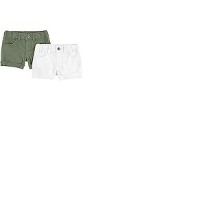 Simple Joys by Carter's Denim Shorts, Pack of 2 Jean, Blanc/Vert Olive, 4-5 Ans (Lot de 2) Fille
