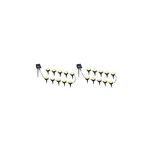 10 mini-spots lumineux solaires &agrave; piquer balisage all&eacute;e SOLIRAY LED blanc chaud 12m (Lot de 2)